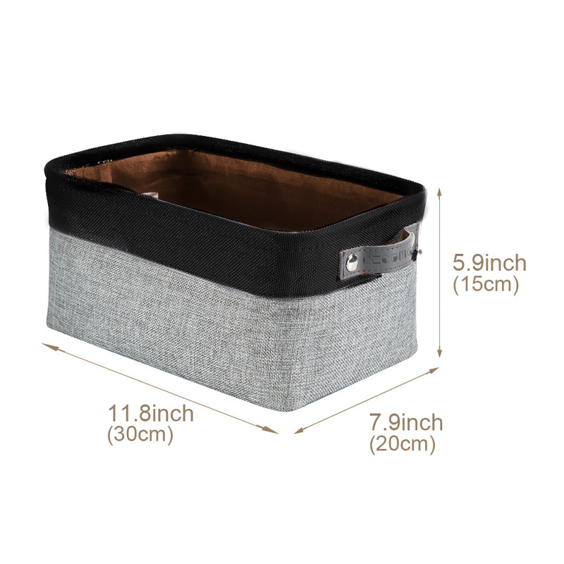 Bac de rangement pliable Decomomo | Cube de rangement pliable en tissu robuste avec poignées, Gris / noir