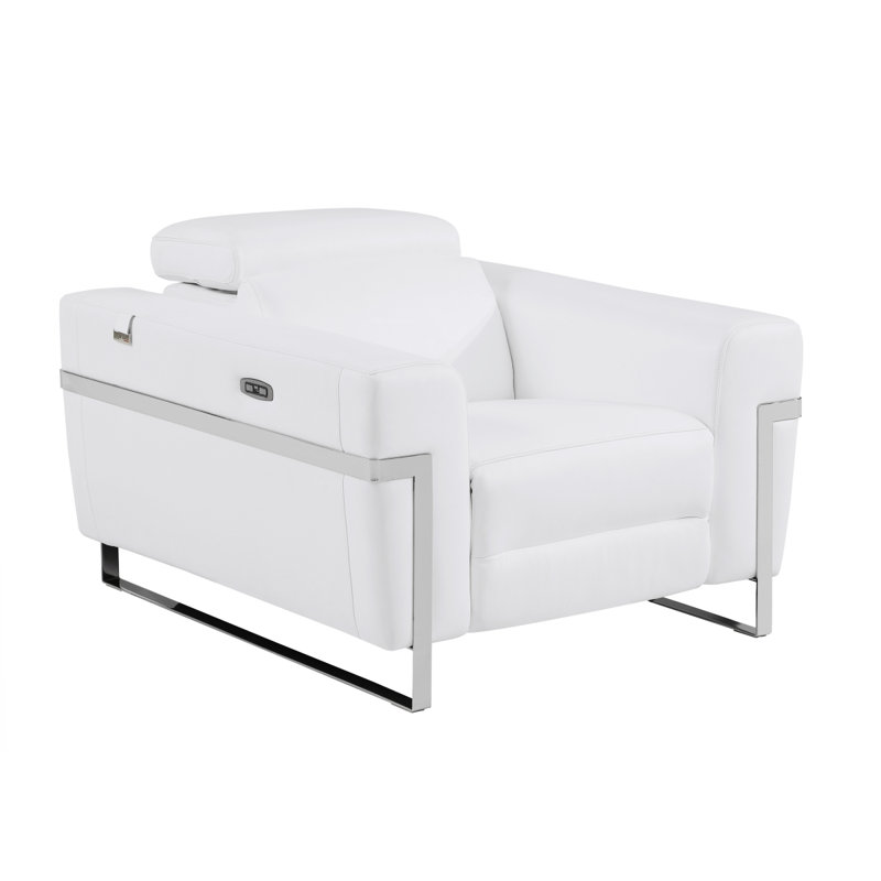 Fauteuil en cuir italien avec fauteuil inclinable Global United, Blanc