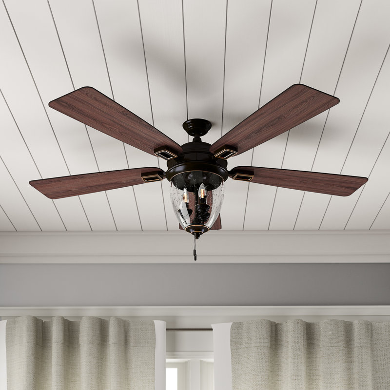 Glencrest 52" Bronze and Pine Ceiling Fan with LED Light