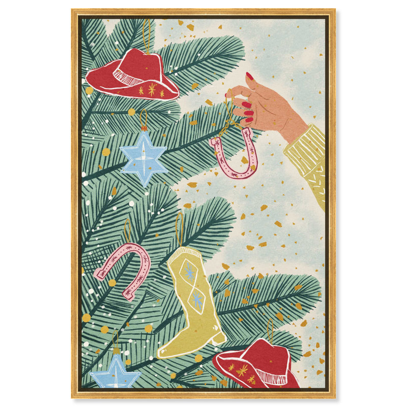 «Merry Tree Canvas» par Dakota Fields, Cadre doré, H 46 po x l 31 po x P 1,8 po