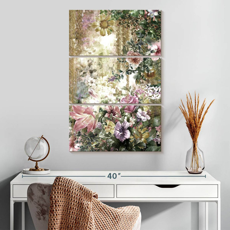 Harnek, fleurs printanières abstraites, H 32 po x l 20 po