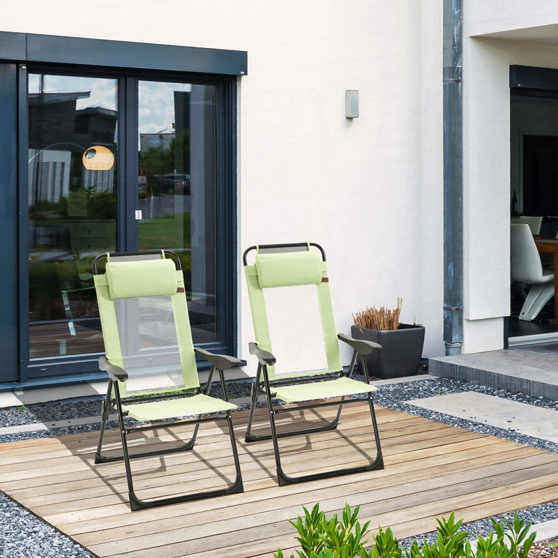 Chaises de patio pliantes Outsunny, ensemble de 2, avec dossier réglable, Vert
