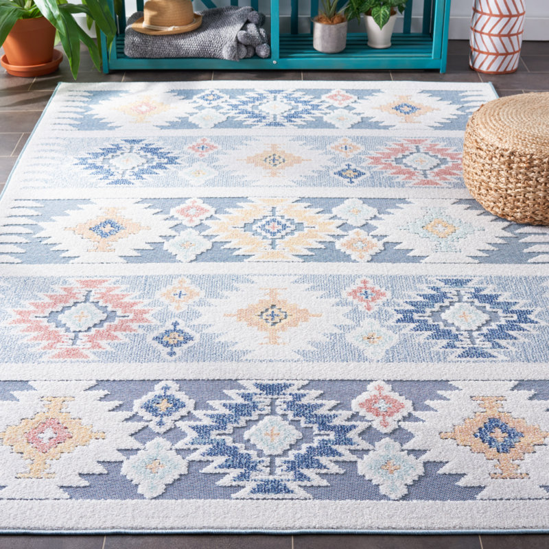 Tapis d'intérieur / extérieur Jameyah Sarasota Performance Southwestern, Rectangle 5 pi 3 po x 7 pi 7 po
