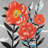flowers with leaves - 32"x32" art on canvas
