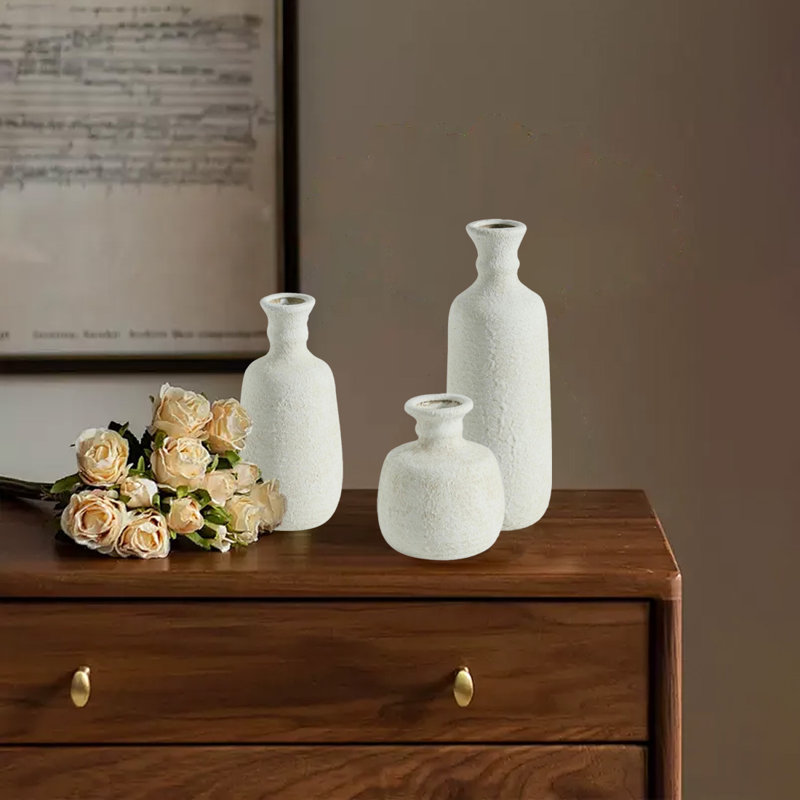Ensemble de 3 vases en céramique, Blanc