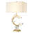 Kuster 1-Light Antique Gold Table Lamp With Crystal Accents And A Shade