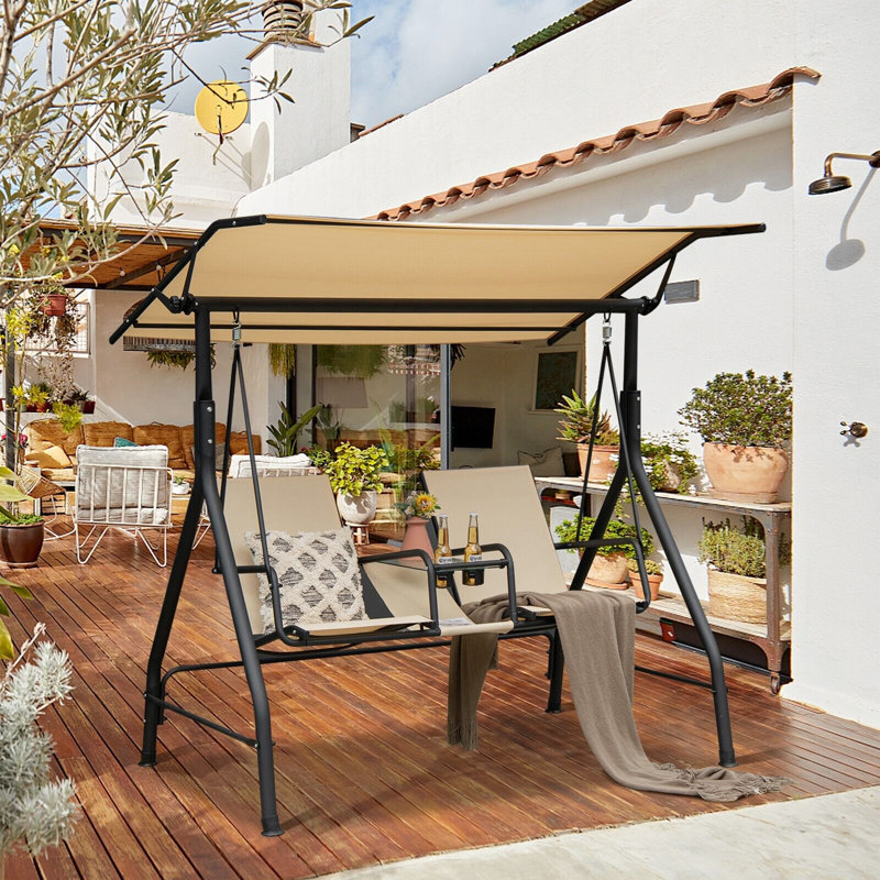 Ceandra 2 Person Porch Swing with Canopy