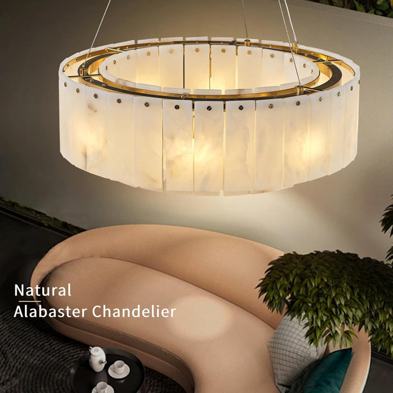 Norinne 8-Light Alabaster Round Chandeliers D-23in