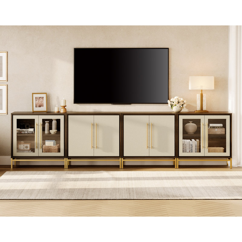  Meuble audio-vidéo avec portes en cuir texturé