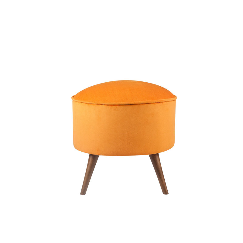 Élégant pouf orange, structure en bois massif, 17,7 po x 17,7 po x 16,9 po | Tissu 100% polyester facile à nettoyer | Coussin en mousse confortable de 32 po, parfait pour le salon, la chambre à coucher ou les espaces pour enfants