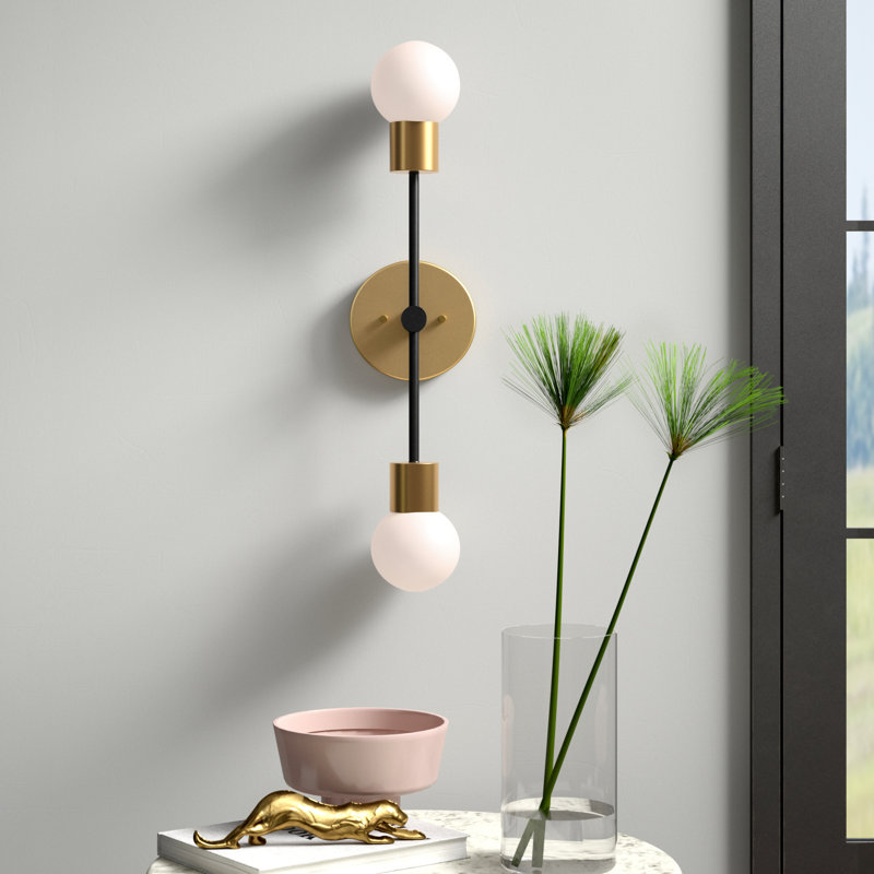 Chelvey Steel Armed Sconce, Foundry Brass, Opal