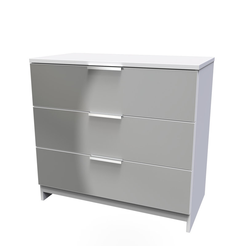 Fully Assembled Ritzman 3 - Drawer Chest of Drawers, Uniform Grey/White