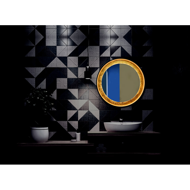 Clara 30" Round Metal LED Mirror with Defogger, Adjustable Light Temp, Dimmer & Smart Memory, Gold