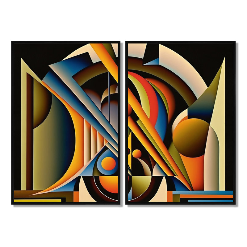 Circular Retro Dynamics I - Large, impression géométrique abstraite sur toile, Noir, H 36 po x l 48 po