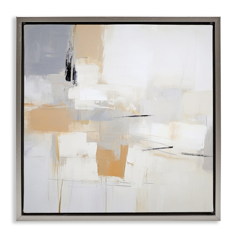 Cadre flottant jaune Visionary Abstract, design par Irena Orlov, Cadre flottant gris lustré, H 18 po x l 18 po