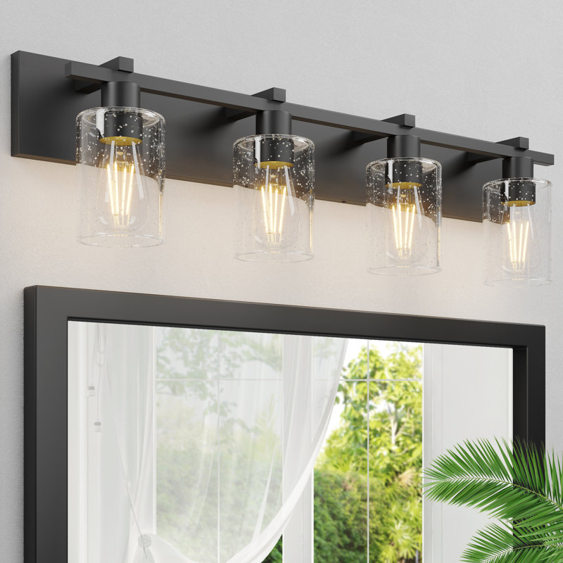 Passyunk Dimmable Vanity Light, 4, Matte Black, Bubble