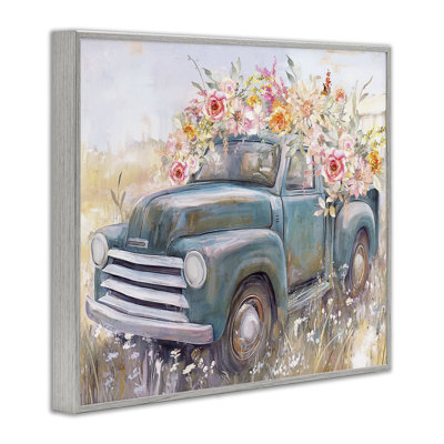 Country Cargo Flower Truck Framed Giclee, design by Nina Blue