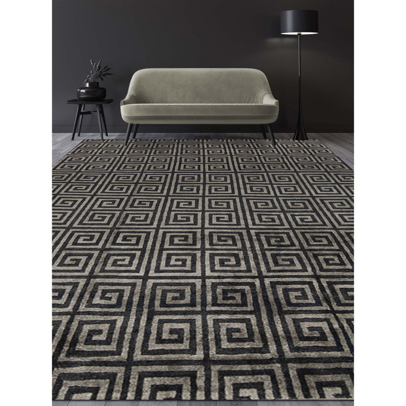 Windsom Geometric Area Rug in Charcoal