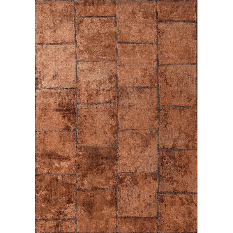 Rapture Patchwork Area Rug in Orange, Rectangle 7'10" x 9'10"