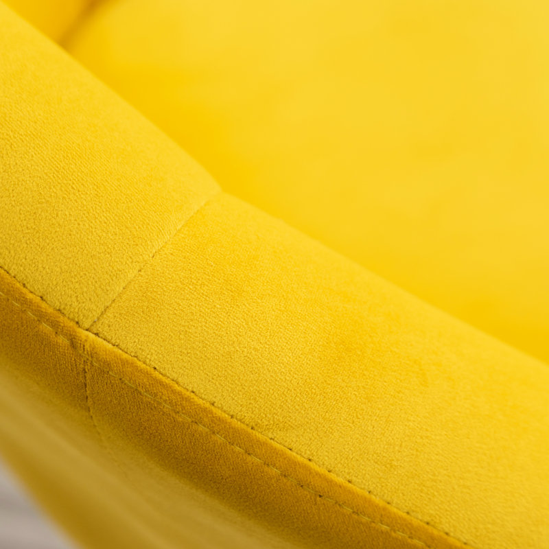 Fauteuil pivotant à 360 degrés en velours jaune, Yellow
