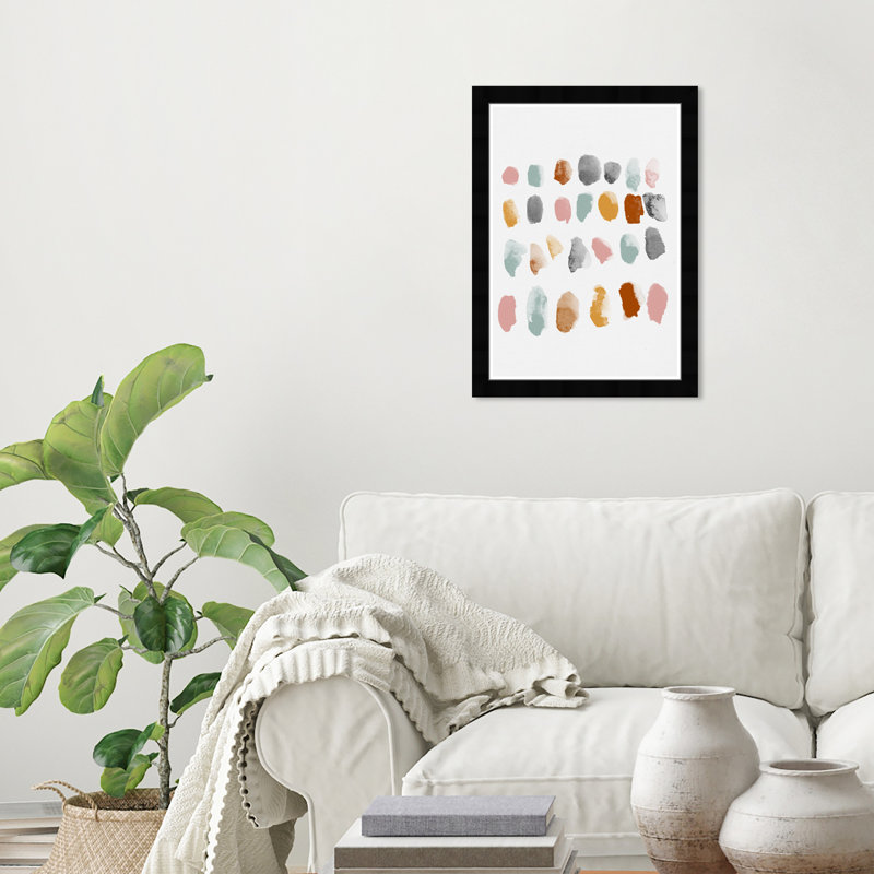 «Abstract Mid Century Drops Shapes» - Reproduction d'art graphique sur papier encadré