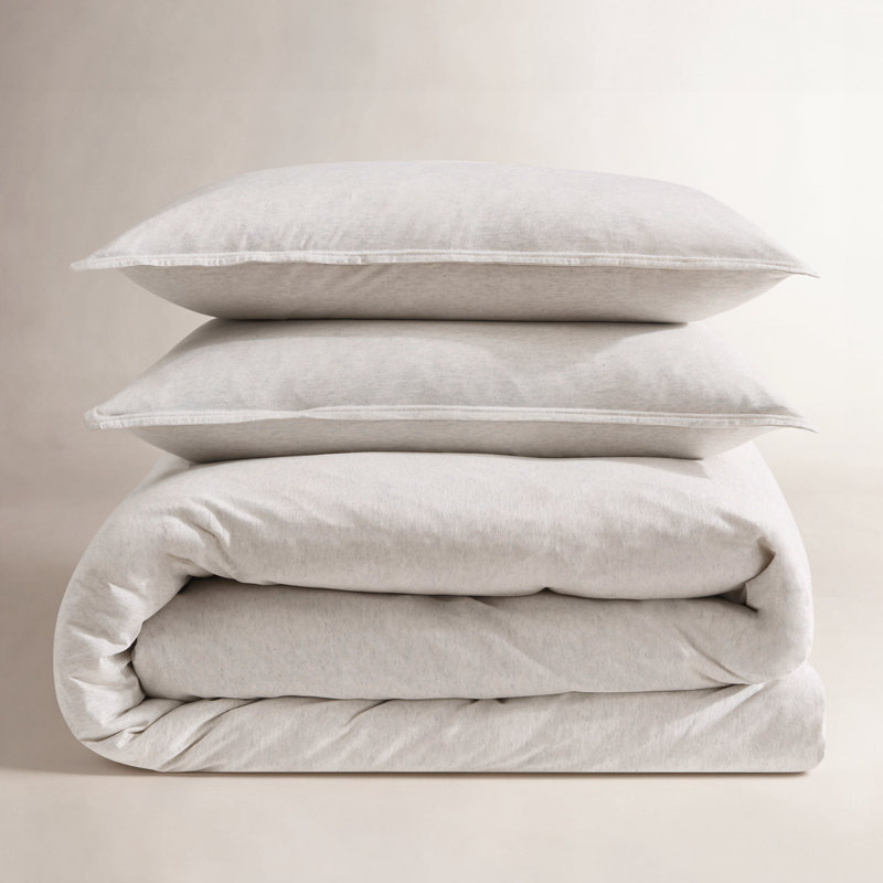 Calvin Klein Modern Cotton Melange Duvet Cover Set, King Duvet Cover +  2 King Shams, Ivory/Gray