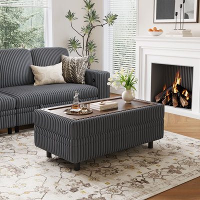 Sherry 40.55'' Upholstered Storage Ottoman with Tray