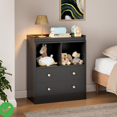 Baby Dresser Baby Changing Table, Changing Tablewith Pad, 2 Drawers and 2 Open Compartments by Mercer41