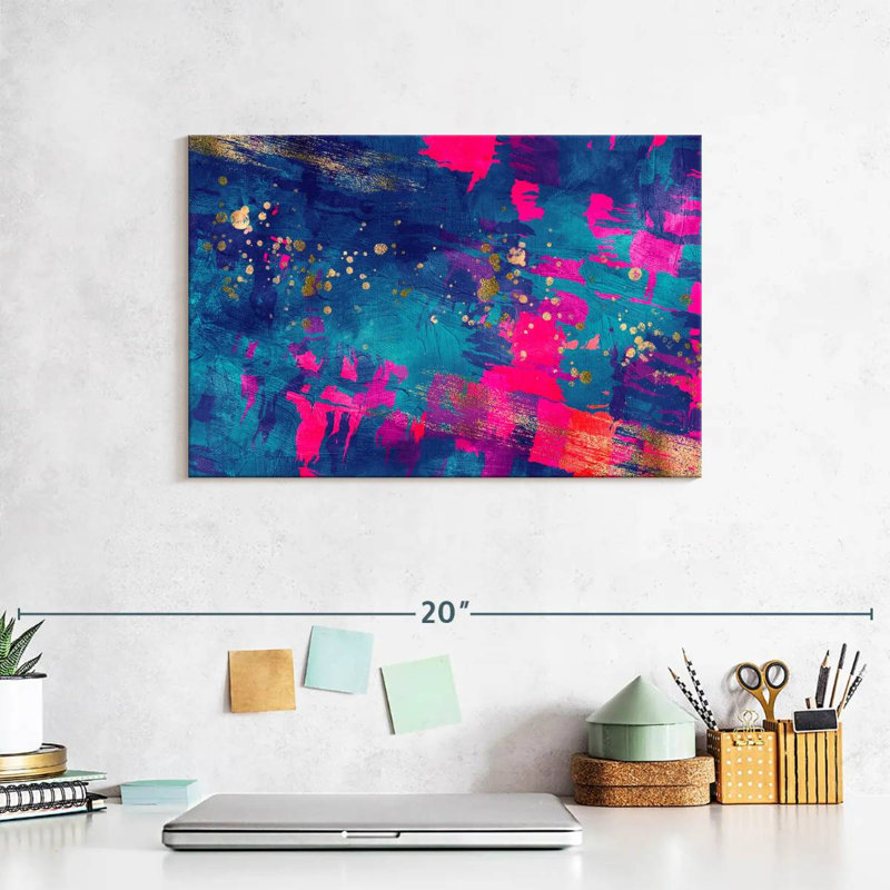Blue Magenta Abstract Canvas Print, 12" H x 8" W x 1" D