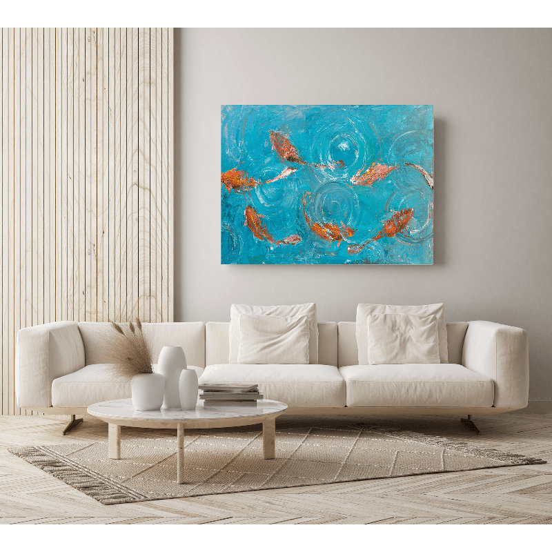 Koi Pond by John Beard - Artist Enhanced Canvas Print, 36" H x 48" W x 1.5" D