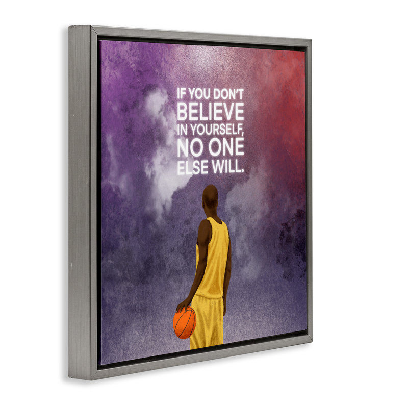 Cadre flottant Believe In Yourself, citation de Marcus Prime, H 25 po x l 25 po, Cadre flottant gris lustré