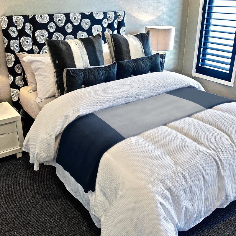 Charlotte Quilted Throw Blanket, 62.5" W x 82.5" L, Midnight Blue/Moonlight Gray/Midnight Blue