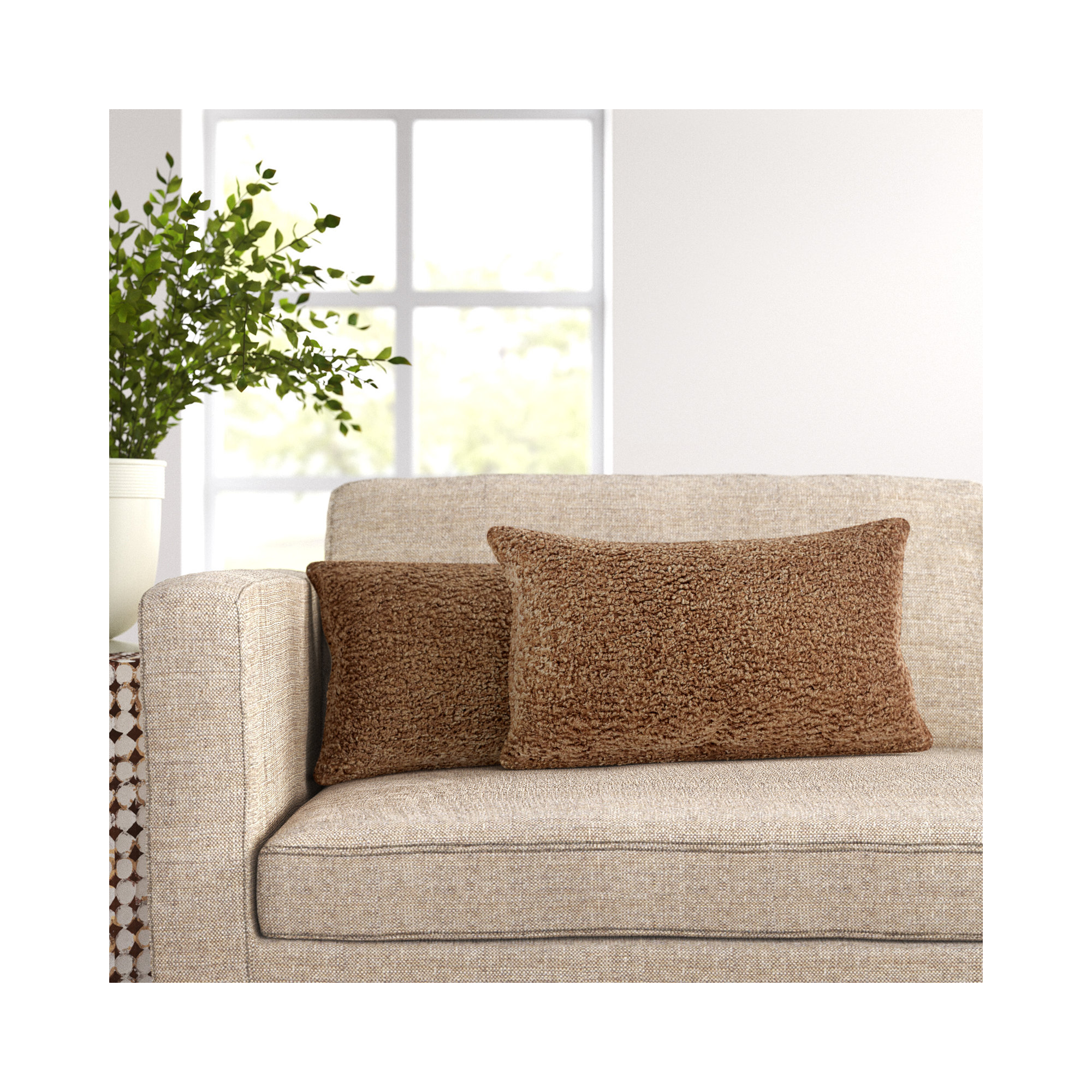 Zavia Lumbar Throw Pillow, Zazzle Taupe, 13" x 20"
