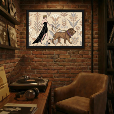 Animals Queen With Lion On Leash Pattern