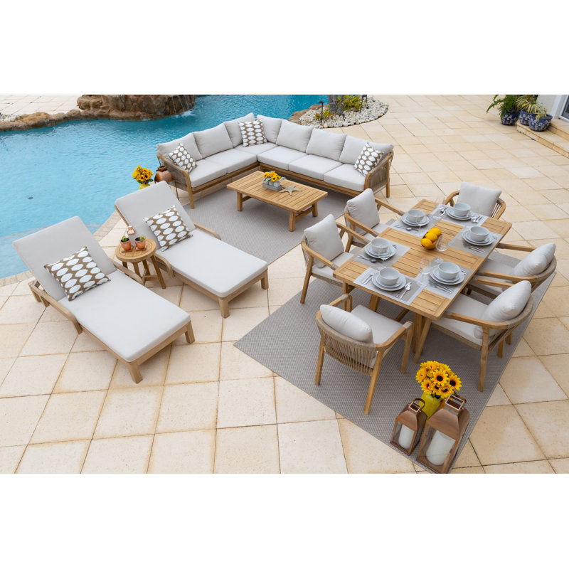 Darnecia Acacia 11 - Person Patio Conversation Set with Cushions