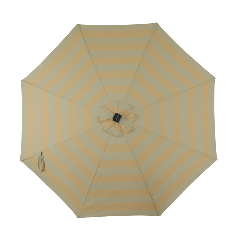 Shela 132'' Lighted Market Umbrella with Breez-Tex Canopy, Champagne/Taupe