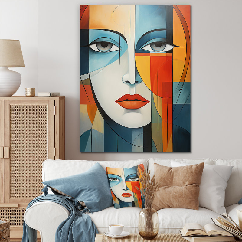 «Ionela Cubism», portrait géométrique - impression, H 40 po x l 30 po x P 1,5 po, Toile tendue