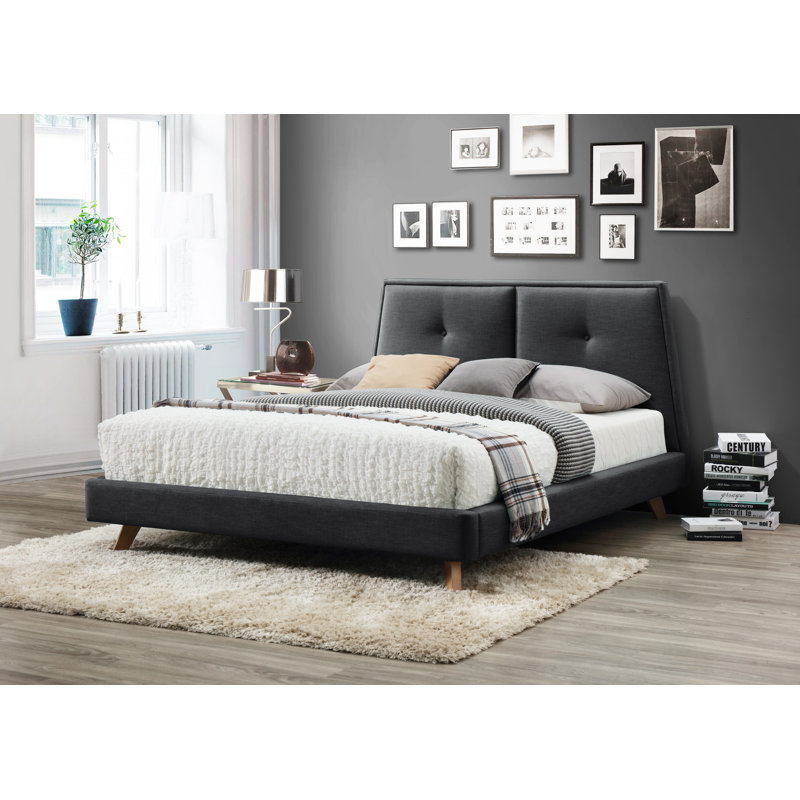 Gaillard Upholstered Platform Bed, Dark Gray