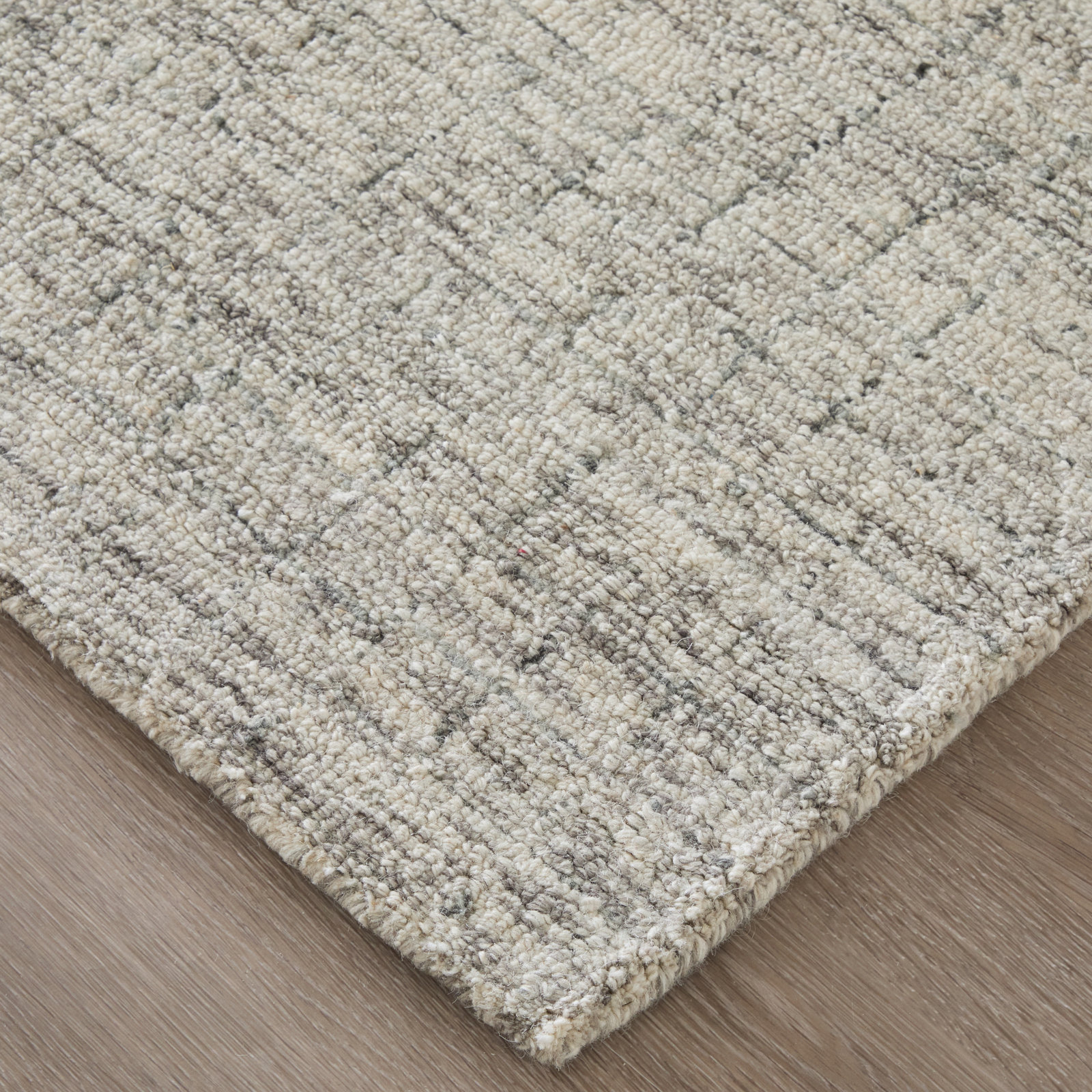 Hodges Gray Taupe Beige Hand-Tufted Striped Wool Rug, Rectangle 5' x 8'