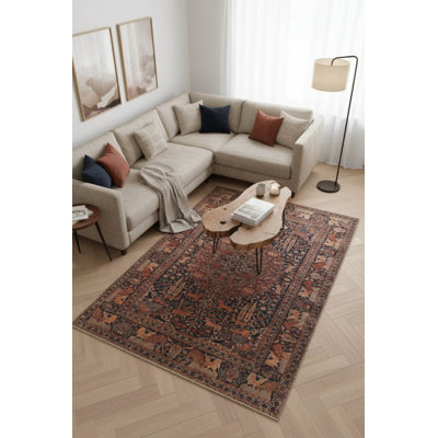 Tapis brun à motif tissé rétro
