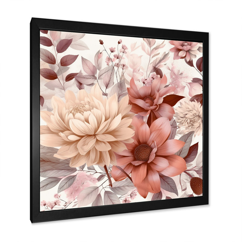 Rreon " Chrysanthemum Scenery ", Black Picture Framed, 16" H x 16" W x 1" D