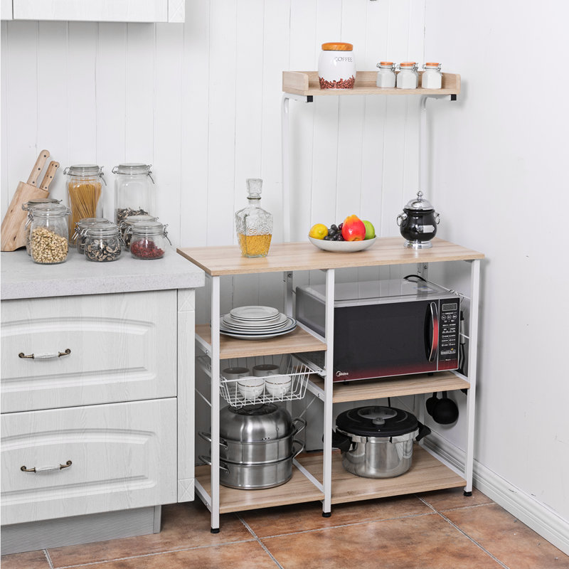 Étagère de boulanger de cuisine vintage à 4 niveaux Oroville, Beige