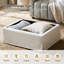 Repose-pieds rembourré avec rangement et plateau rabattable Lessman Farmhouse-686273455