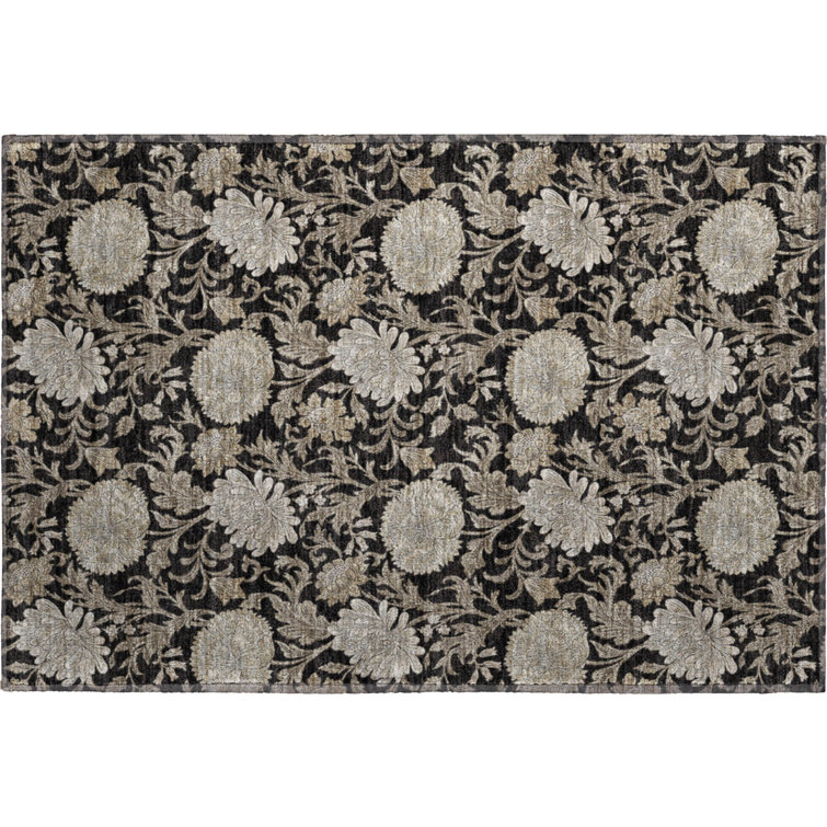 Premium Machine Washable Prisco Black Rug