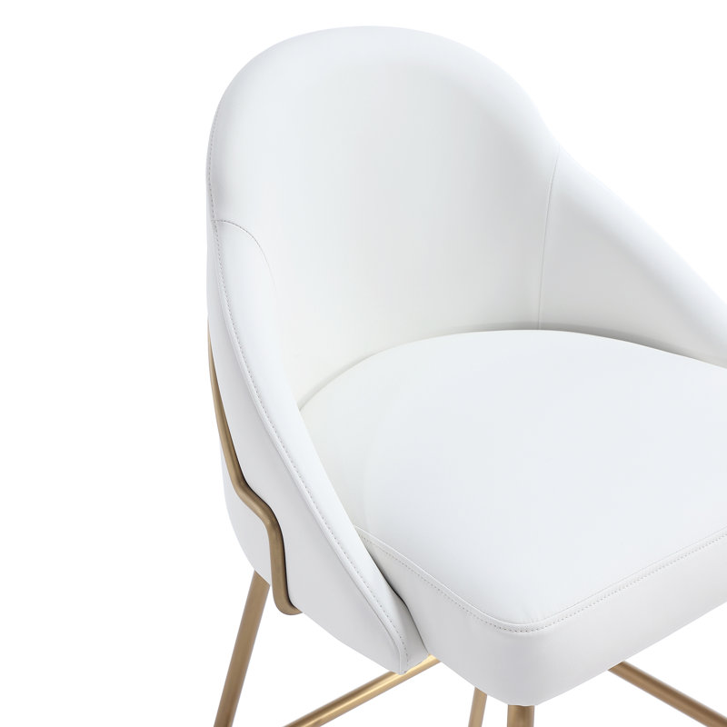 Tabouret de bar rembourré Gracie, Tabouret de bar (siège d'une hauteur de 29,1 po), Siège blanc / cadre doré