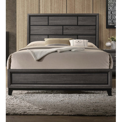 Grey Finish King Size Panel Bed