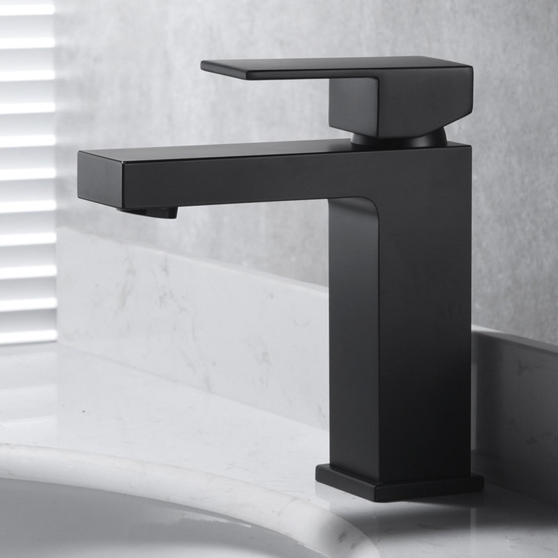 Single Hole Bathroom Faucet with Drain Assembly, Single Handle Bathroom Sink Faucet with Pop-up Drain Stopper, Matte Black