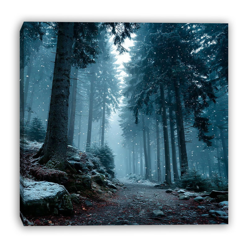 «Quiet Winter Forest Path», art mural sur toile tendue, 30 po x 30 po
