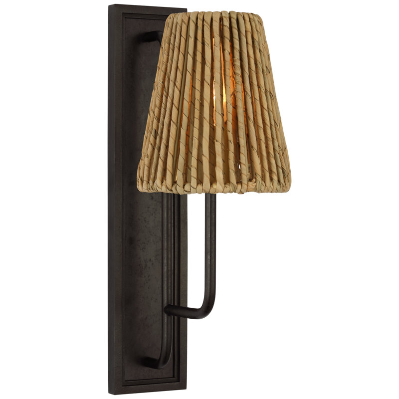 Rui 1 - Light Armed Sconce, Aged Iron, 14" H x 5" W x 7.5" D