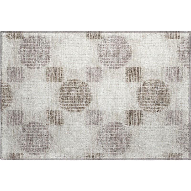 Premium Machine Washable Prisco Beige Rug, Rectangle 1'8" x 2'6"